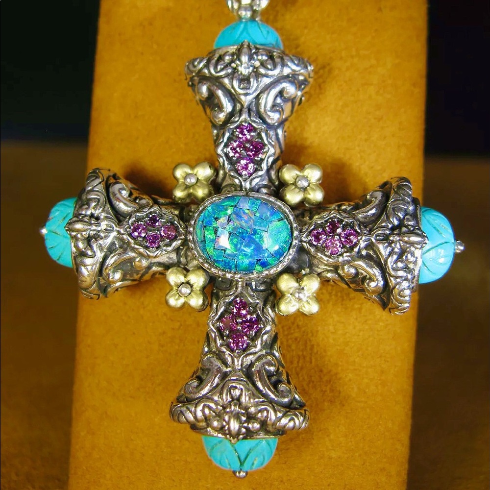 Barbara Bixby Opal Turquoise Cross NWOT